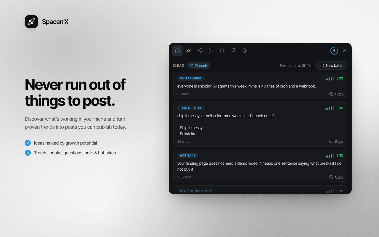 SpacerrX compose wand asking what you are posting about